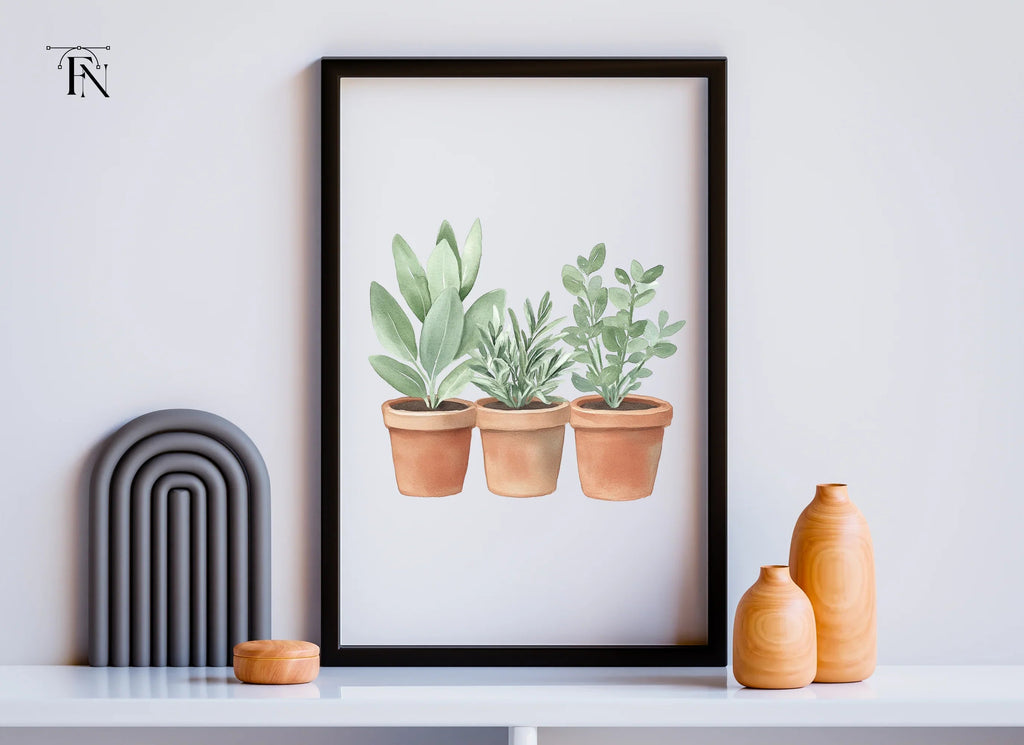 Herb Plants in Terracotta Pots Clipart Bundle
