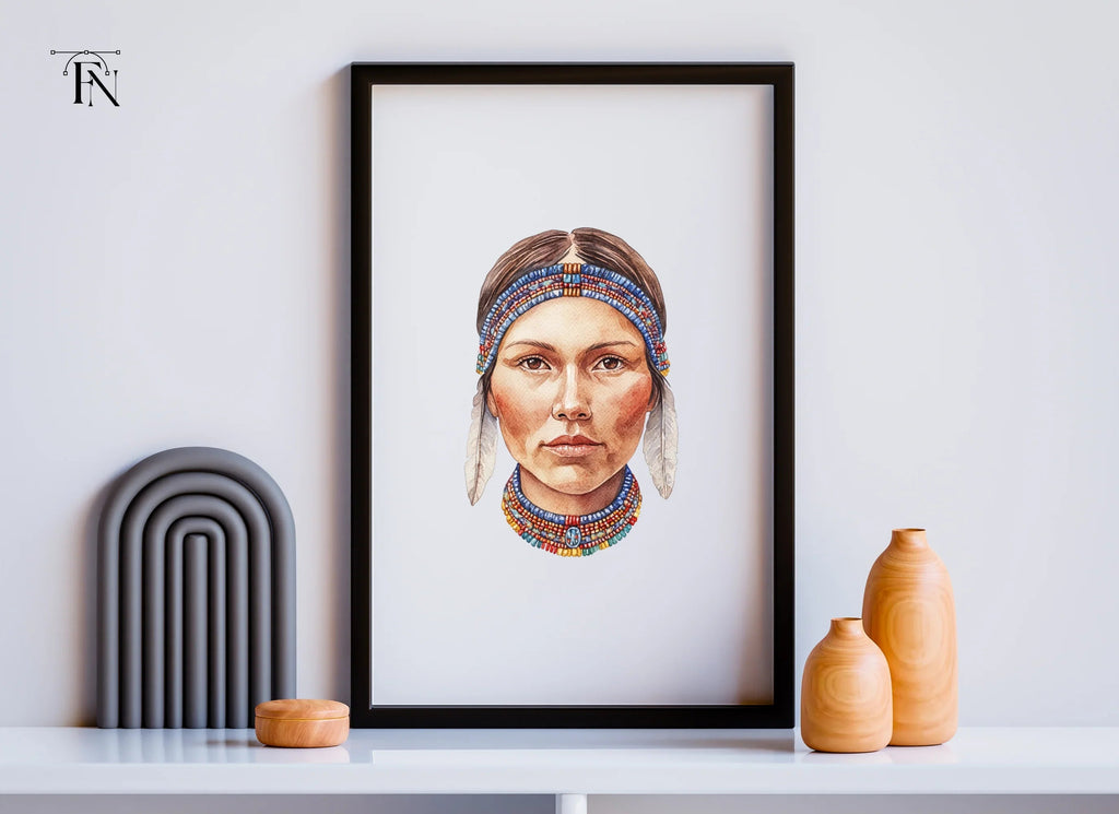 Native American Woman Portrait Clipart Bundle