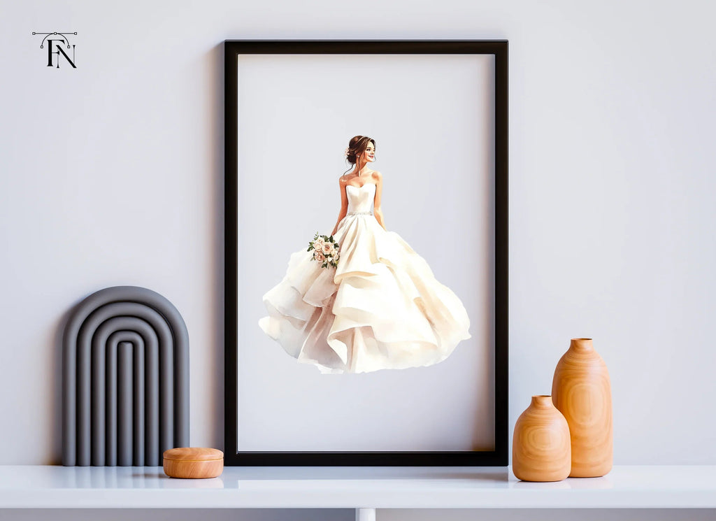 Elegant Bride in Strapless Gown Clipart Bundle