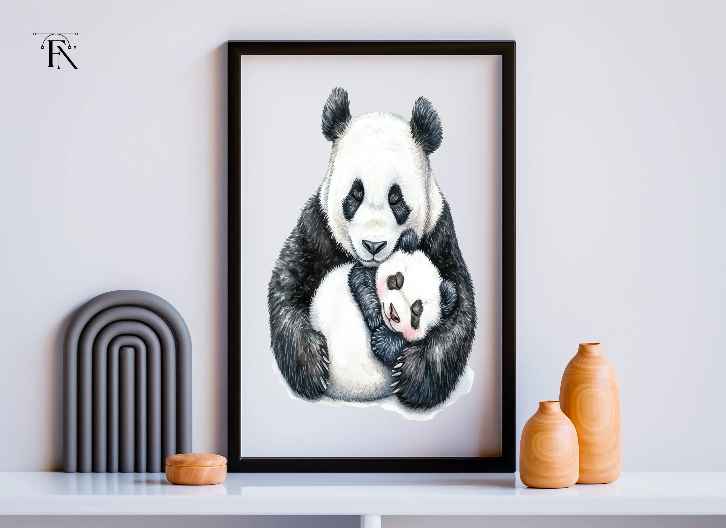 Sweet Panda Mom and Baby Clipart Bundle