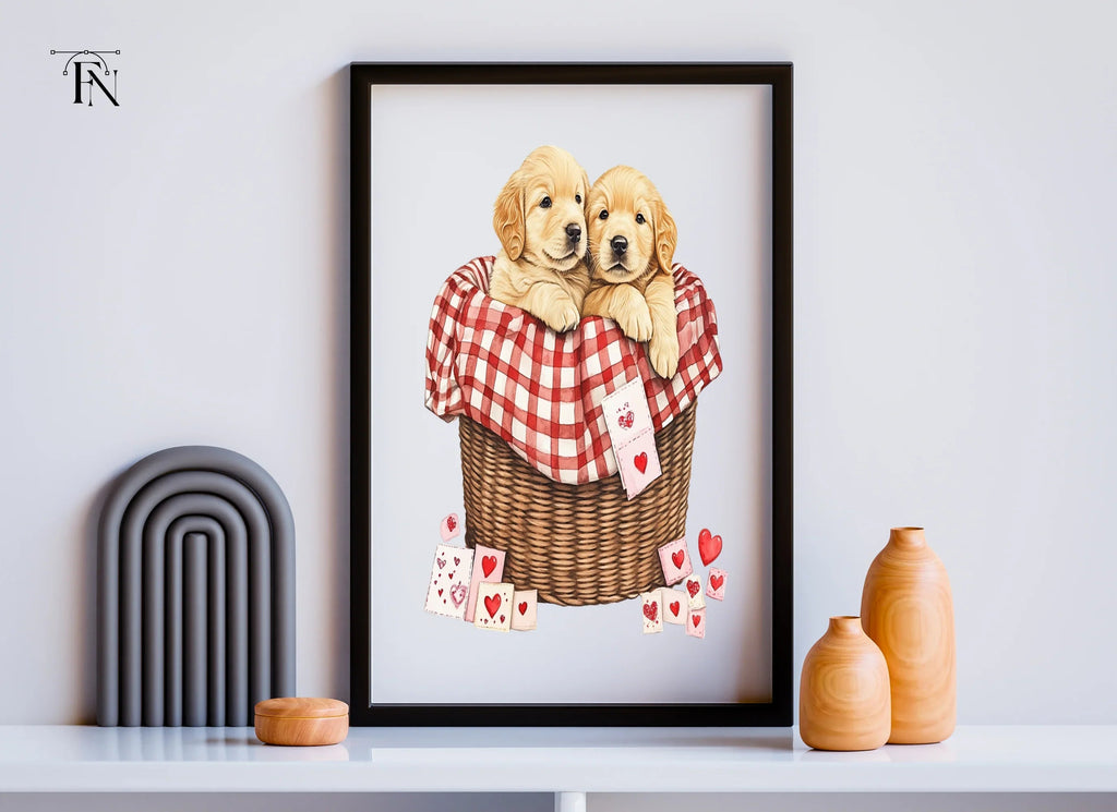 Cute Golden Retriever Puppies Clipart Bundle