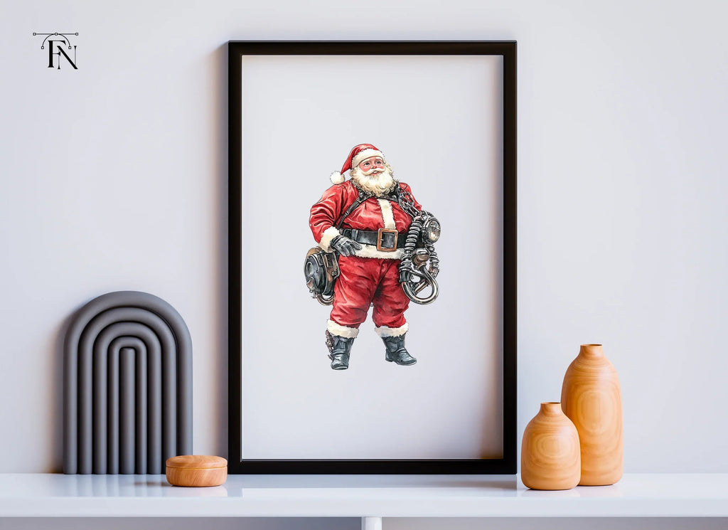 Biker Santa Claus Christmas Clipart Bundle