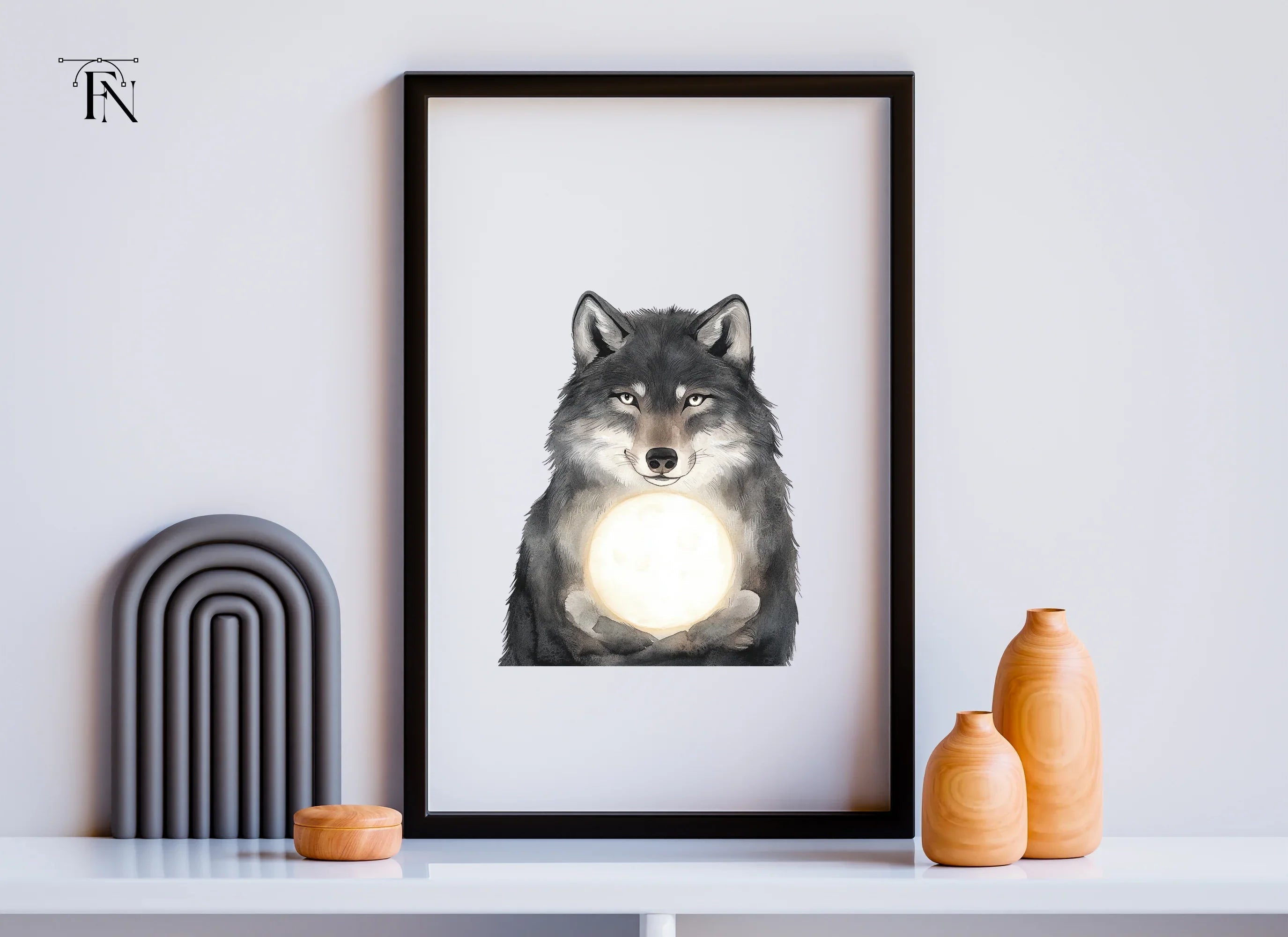 Wolf Holding Moon Clipart Bundle