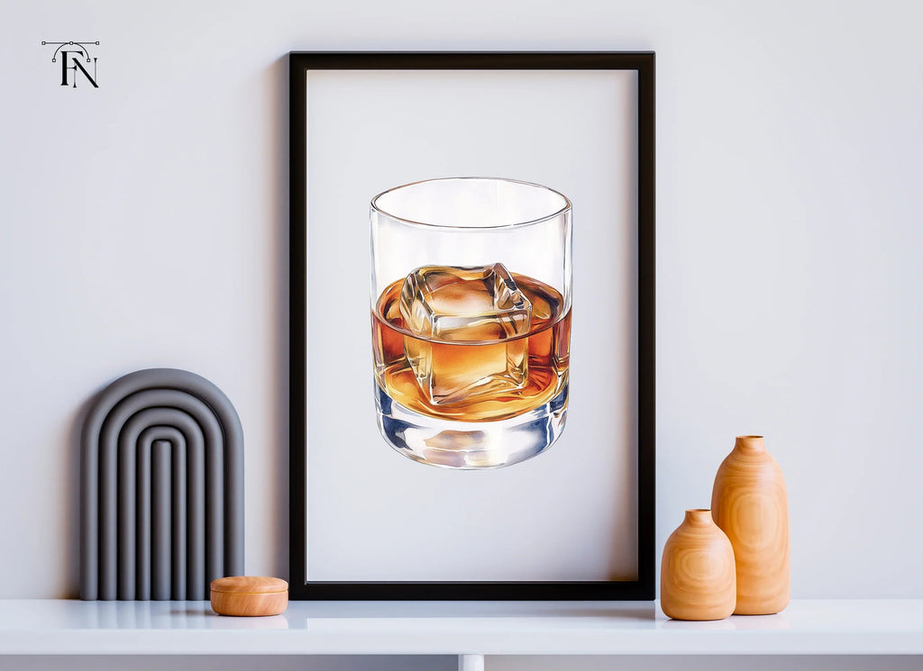 Whiskey Glasses with Ice Clipart Bundle