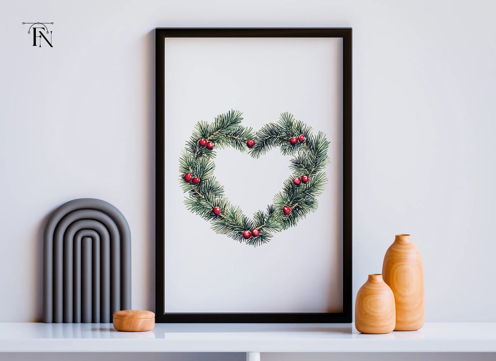 Heart Shaped Christmas Wreath Clipart Bundle