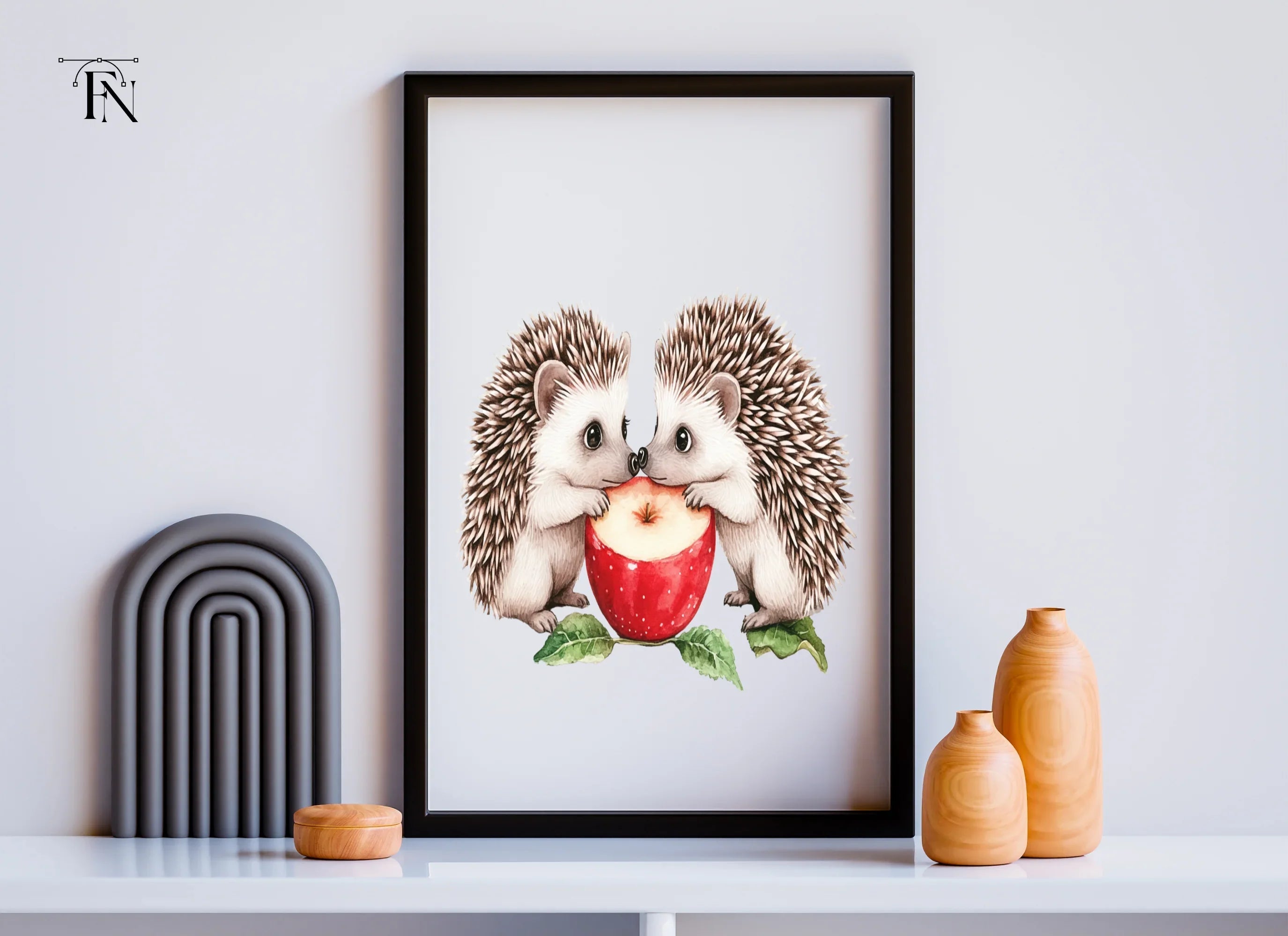 Cute Hedgehogs with Apples Clipart Bundle