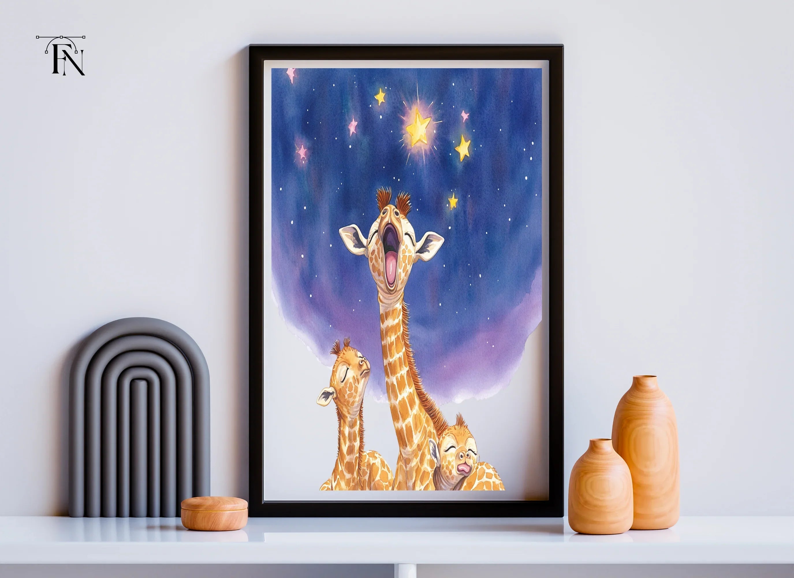 Baby Giraffes Stargazing Clipart Bundle