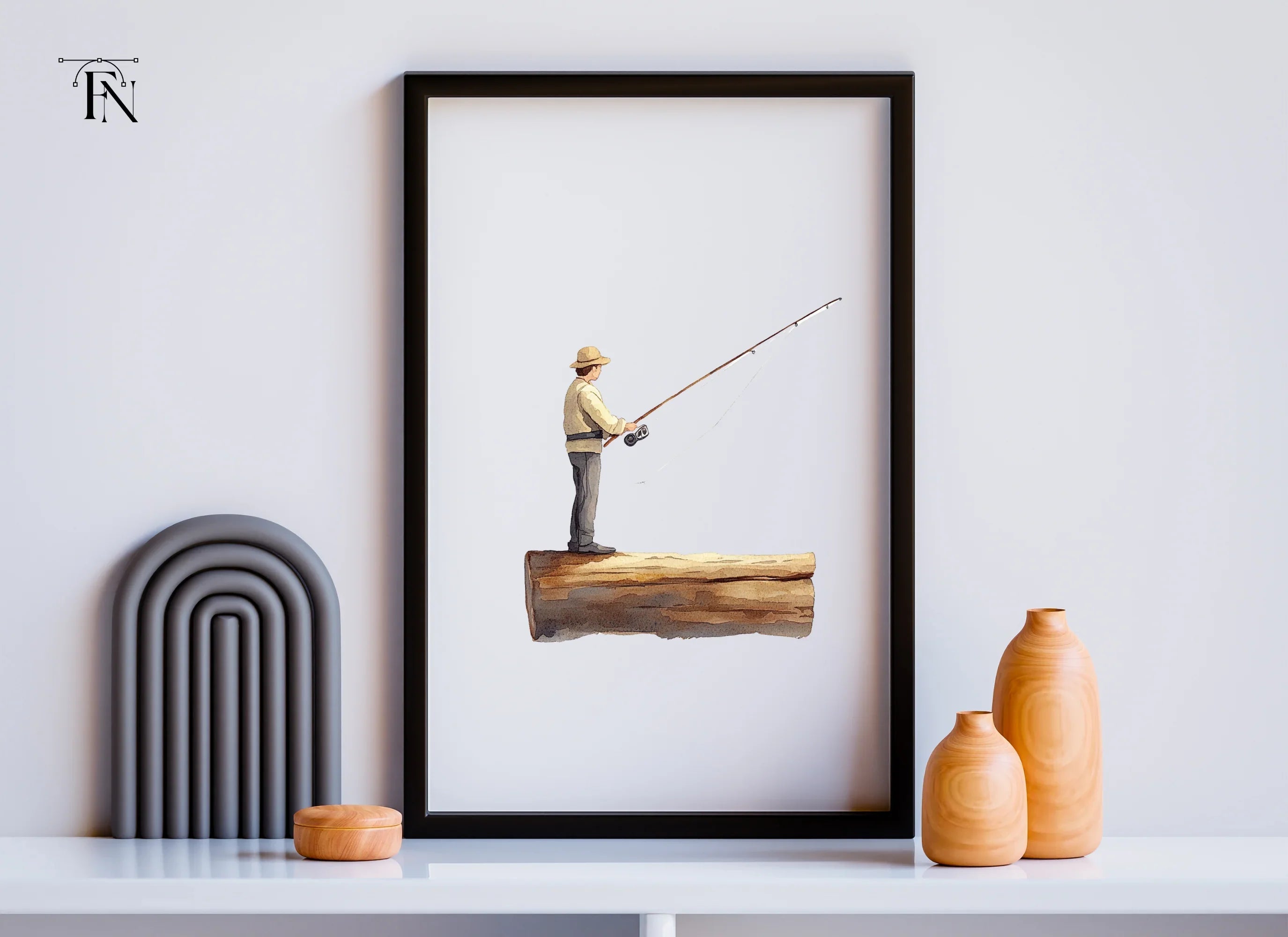 Fisherman on Log Clipart Bundle