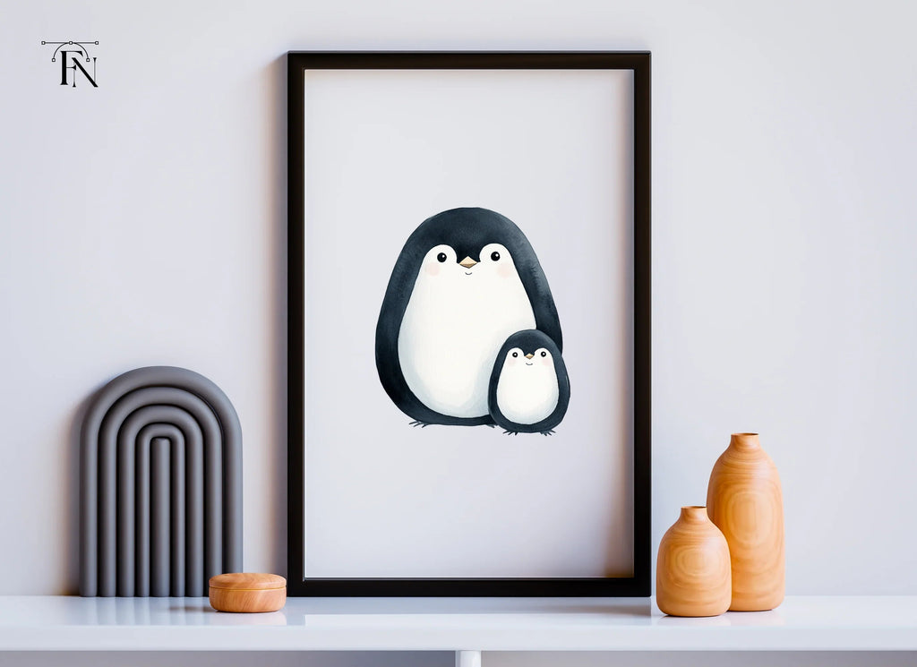 Cute Penguin Mother and Baby Clipart Bundle