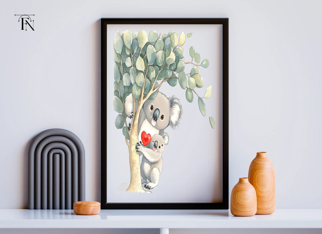 Cute Koala Family with Eucalyptus Trees Clipart Bundle