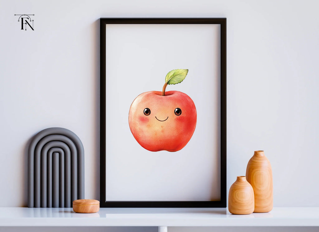 Cute Kawaii Red Apple Clipart Bundle