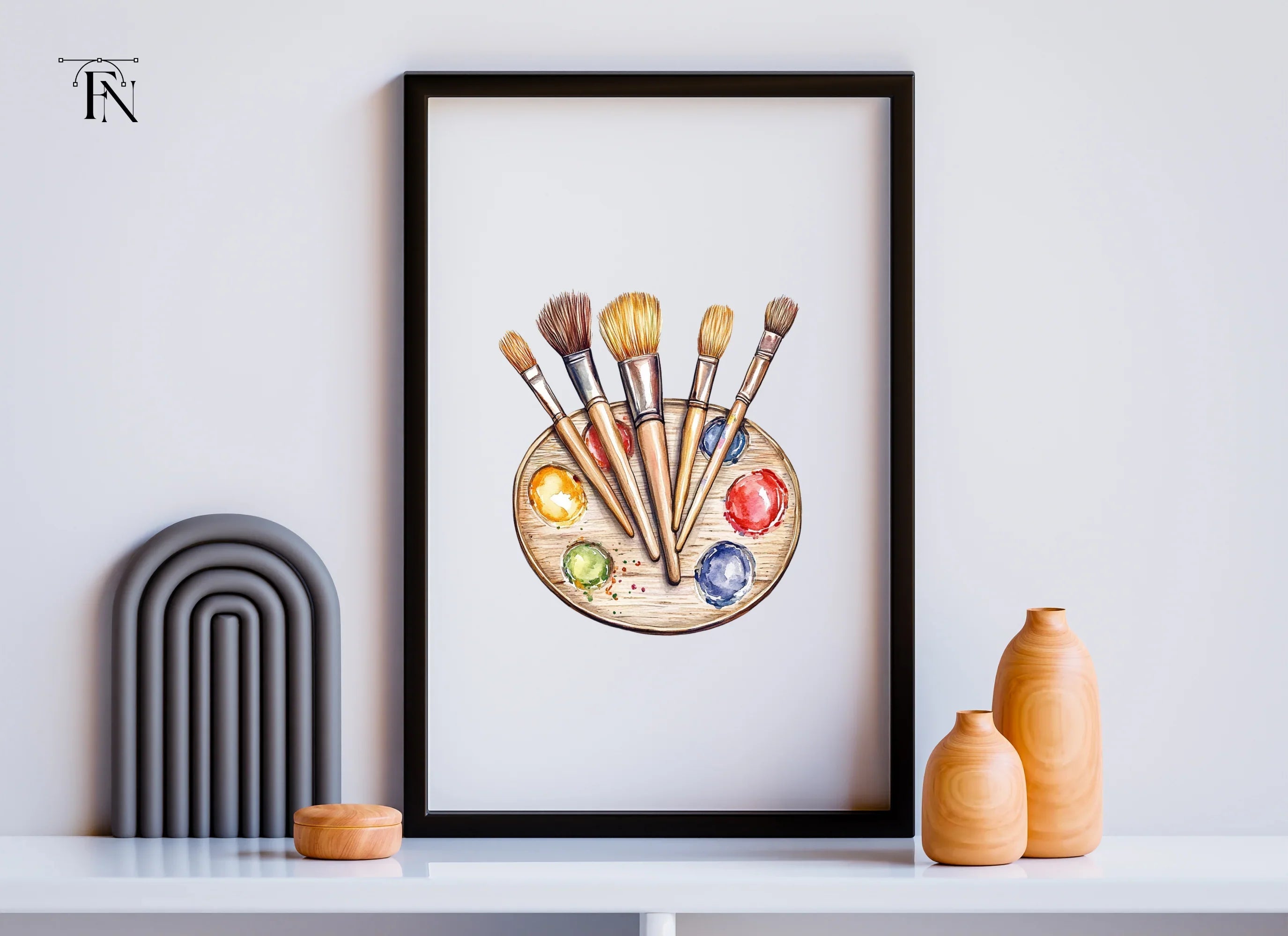 Paint Brushes and Palette Clipart Bundle