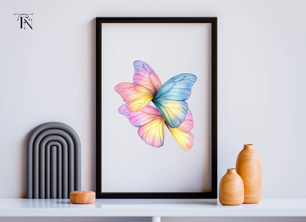 Pastel Butterfly Wings Clipart Bundle