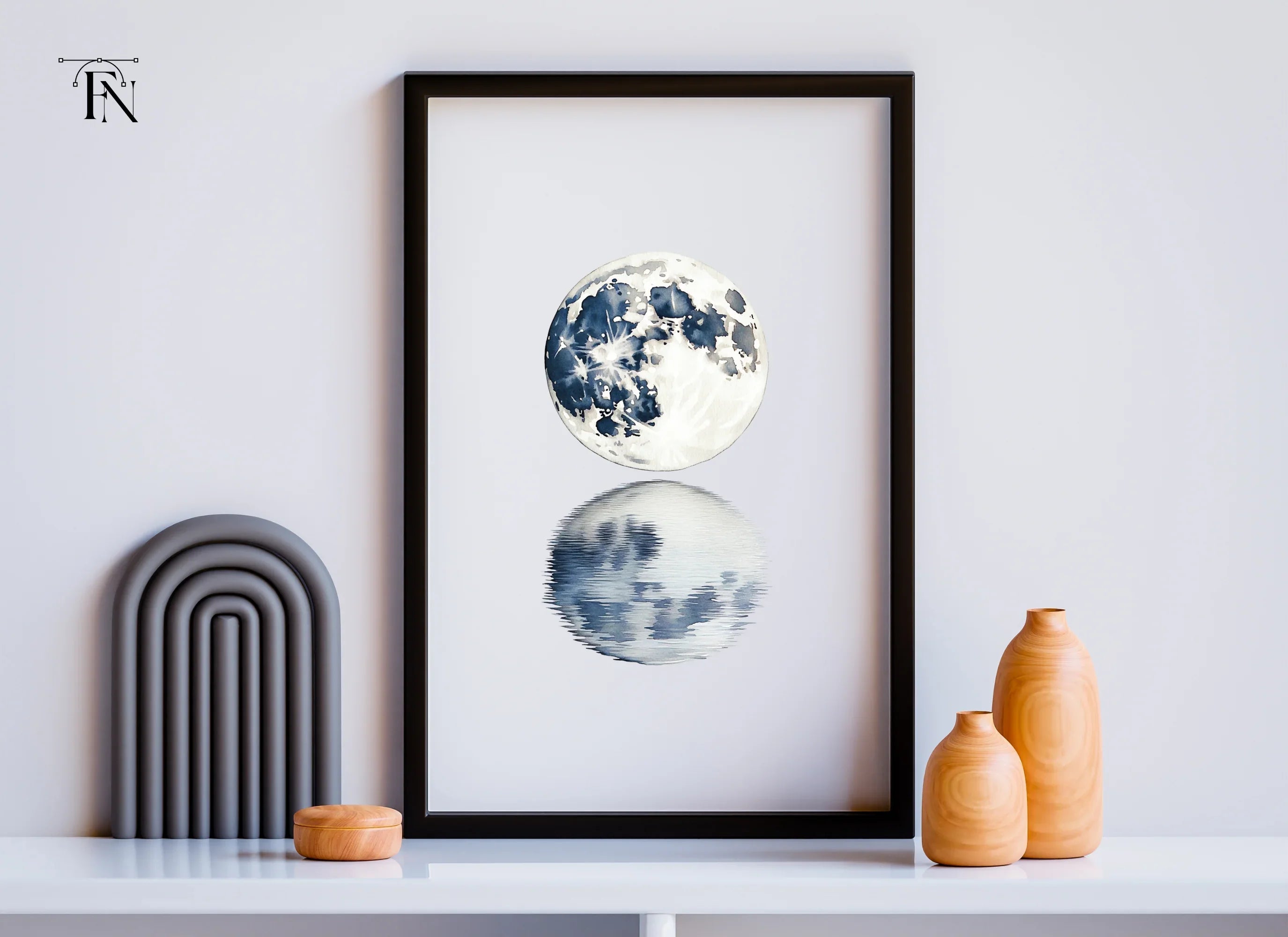 Moon Phases Reflection Clipart Bundle