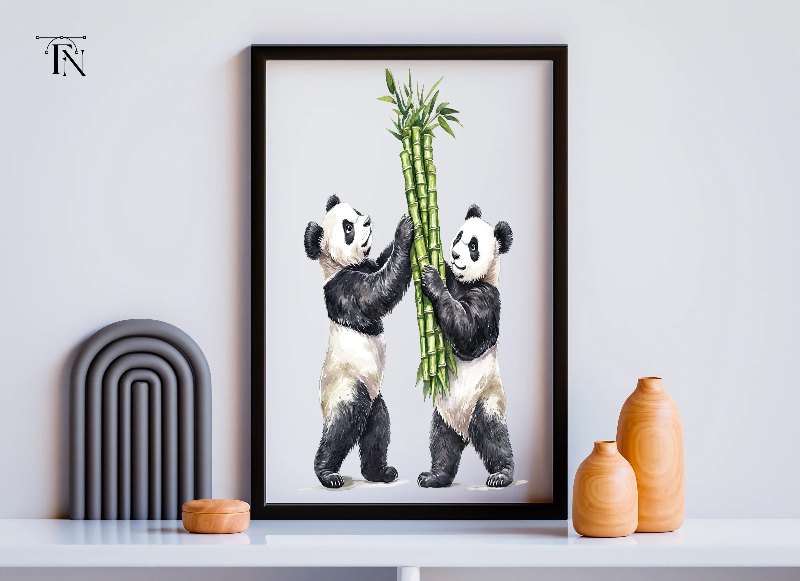 Playful Pandas with Bamboo Clipart Bundle