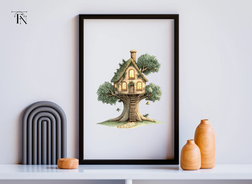 Enchanted Treehouse Illustration Clipart Bundle