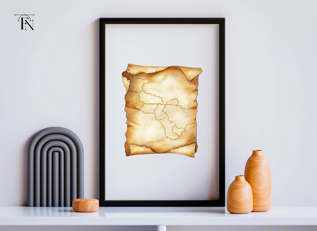 Blank Scroll Map Clipart Bundle