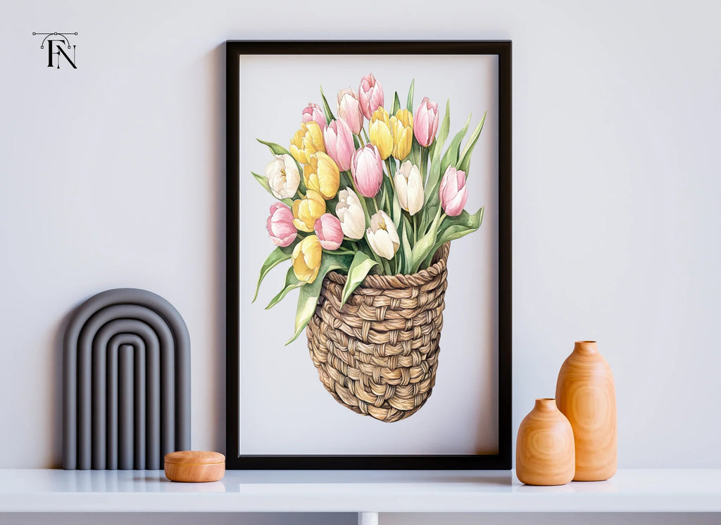 Charming Tulip Basket Clipart Bundle