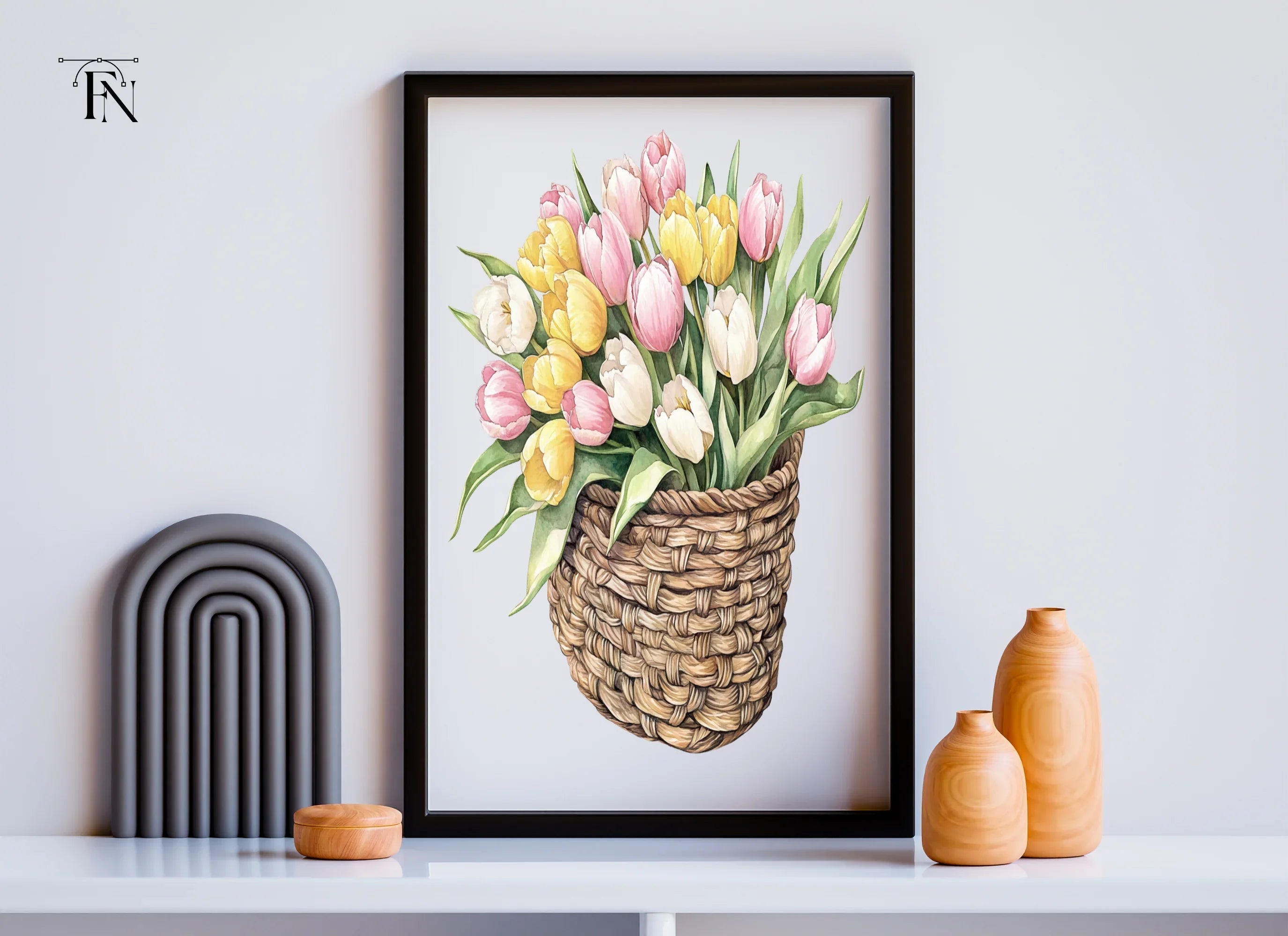 Charming Tulip Basket Clipart Bundle