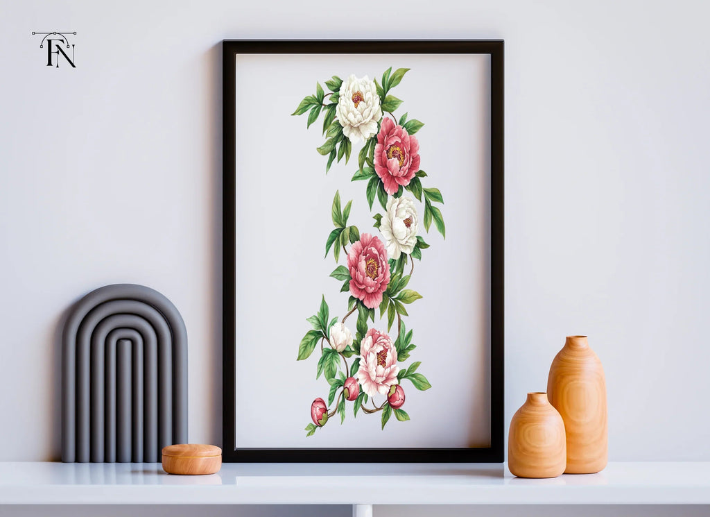 Elegant Peony Flower Arrangement Clipart Bundle