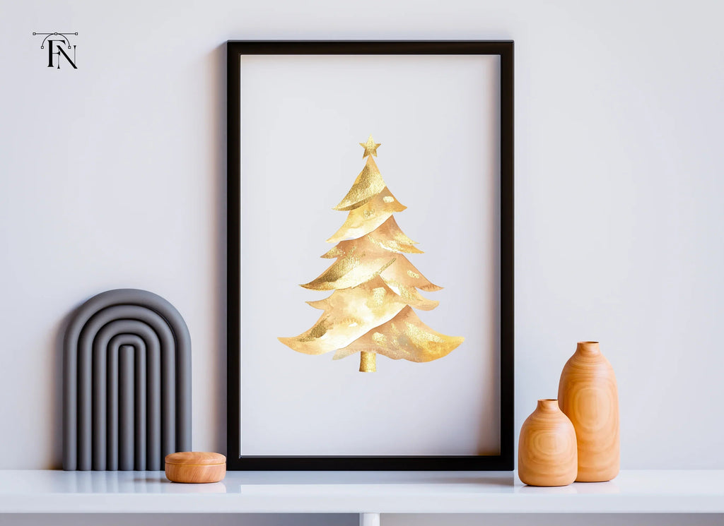 Sparkling Gold Christmas Tree Clipart Bundle