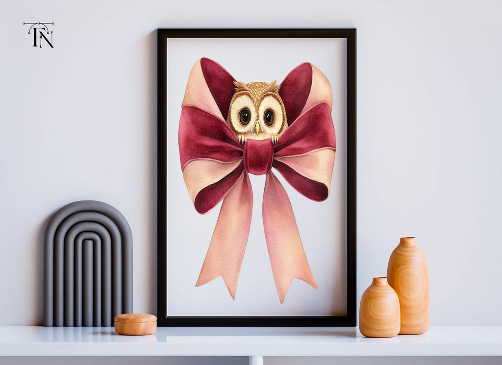 Cute Owl with Pink Bow Clipart Bundle