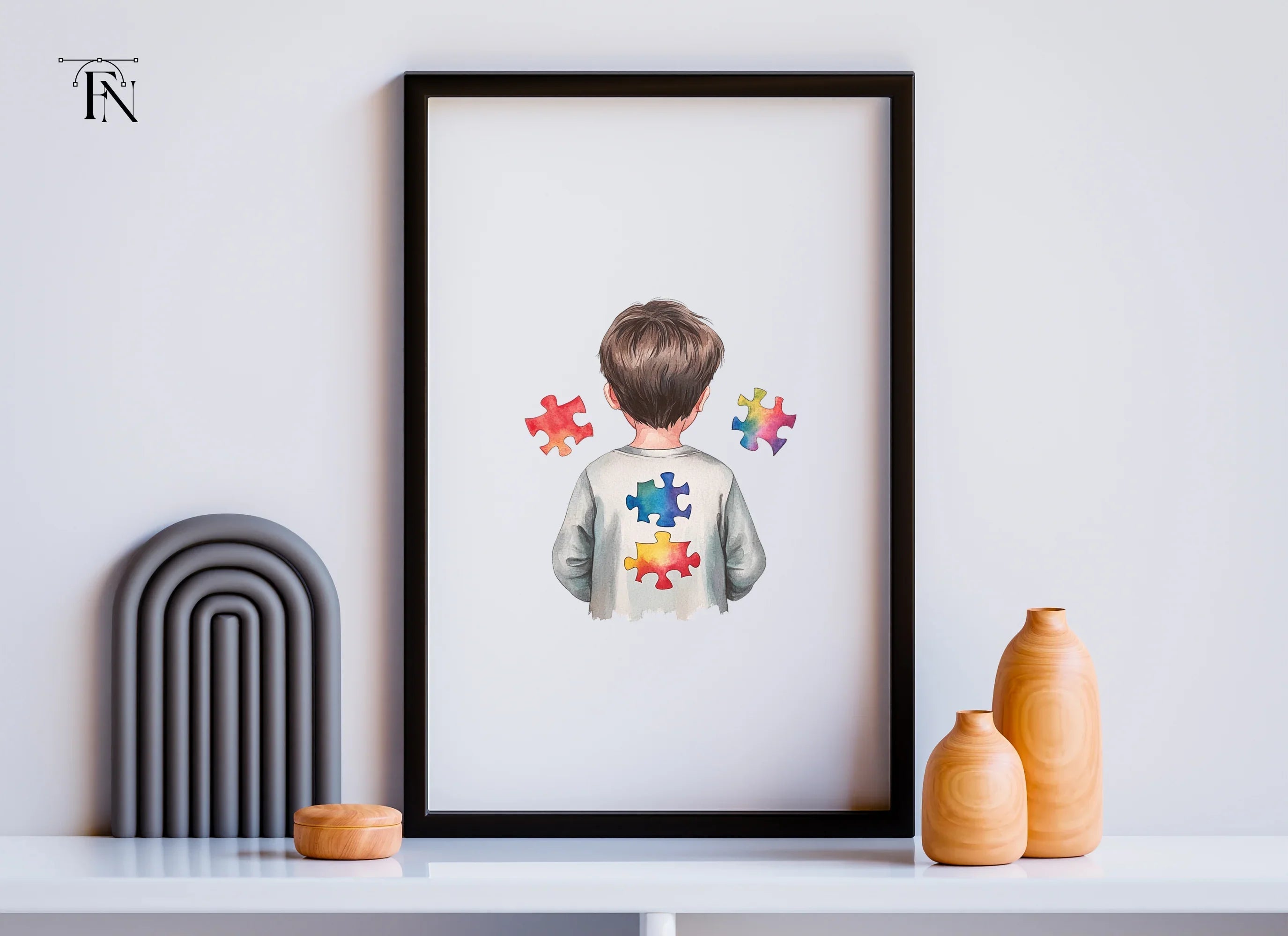 Boys with Puzzle Pieces Clipart Bundle
