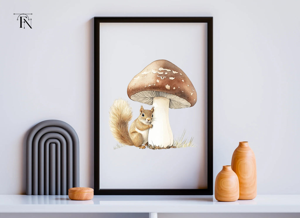 Cute Squirrels and Mushrooms Clipart Bundle