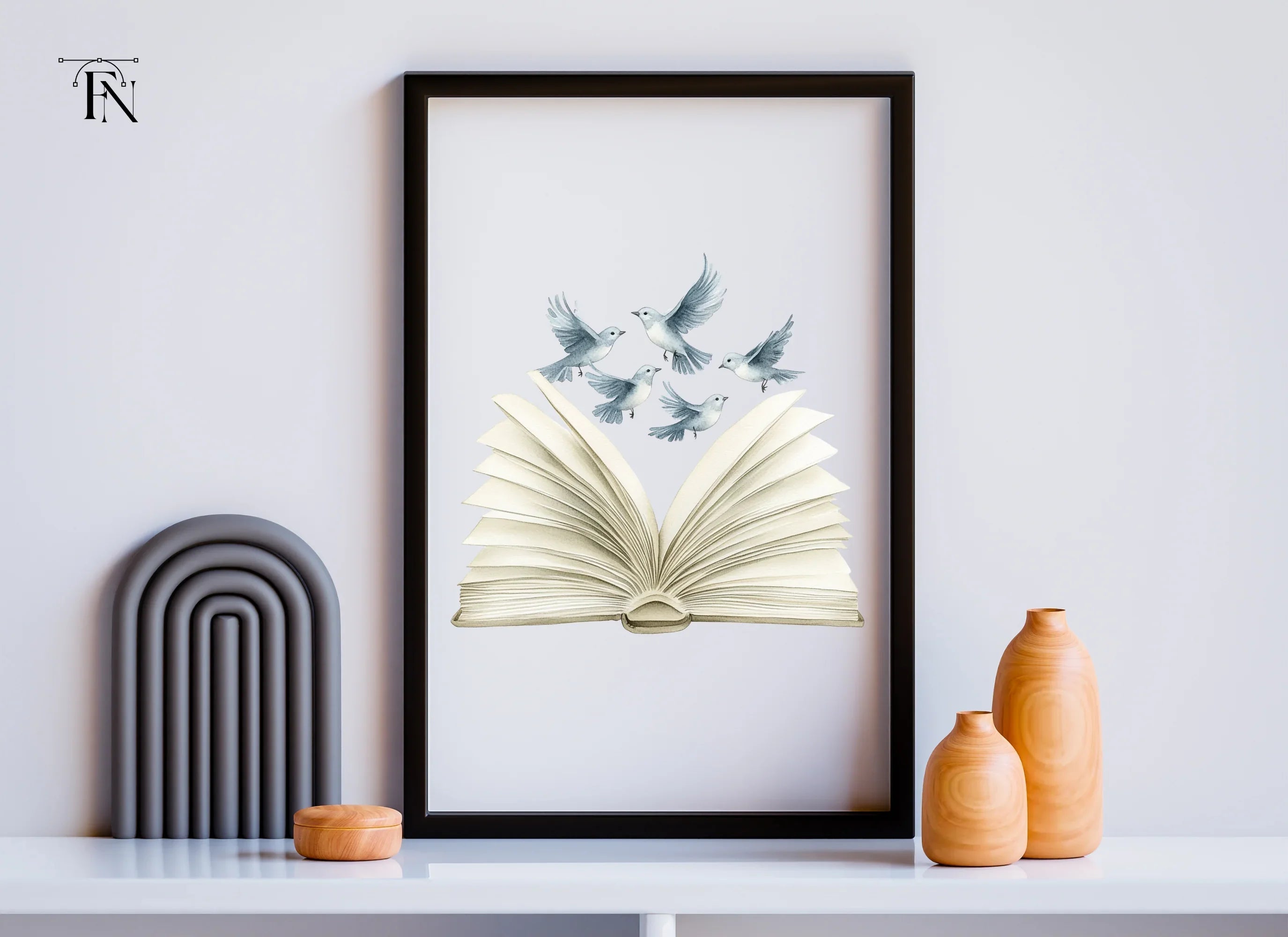 Open Books with Flying Doves Clipart Bundle