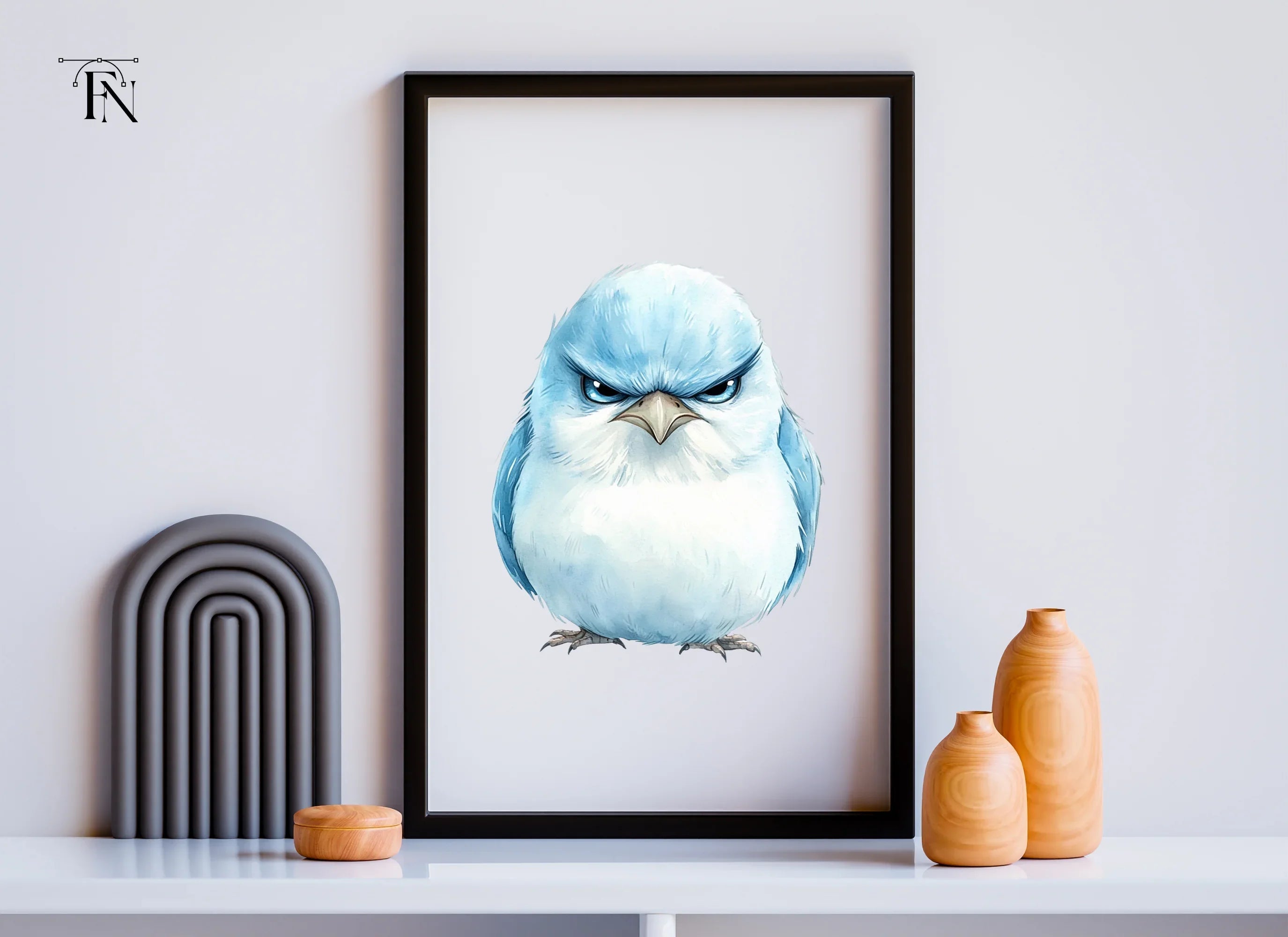 Angry Blue Bird Illustration Clipart Bundle