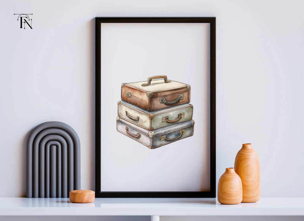 Vintage Suitcase Stack Clipart Bundle