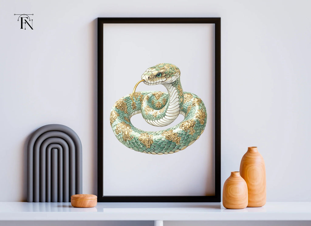 Elegant Green Ornate Snake Clipart Bundle