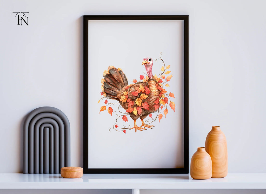 Thanksgiving Turkey Autumn Leaves Clipart Bundle