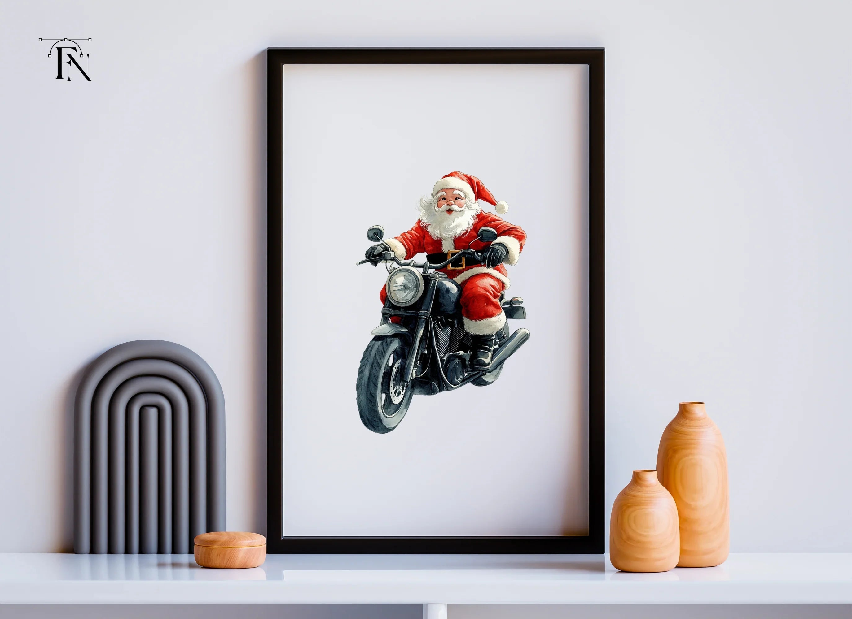 Cool Santa Claus on Motorcycle Clipart Bundle