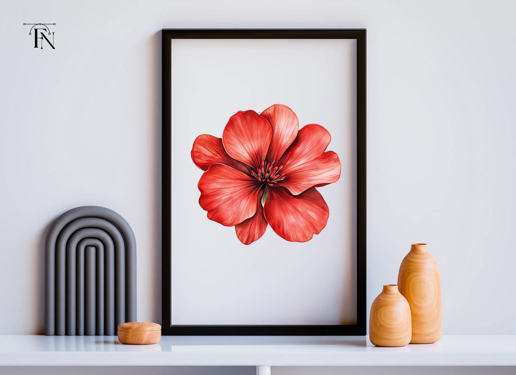 Vibrant Red Geranium Flower Clipart Bundle
