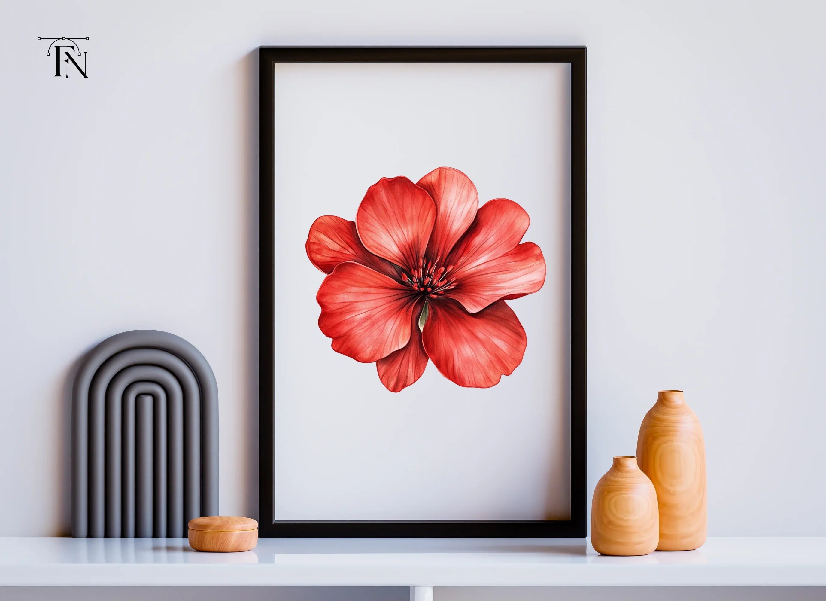 Vibrant Red Geranium Flower Clipart Bundle