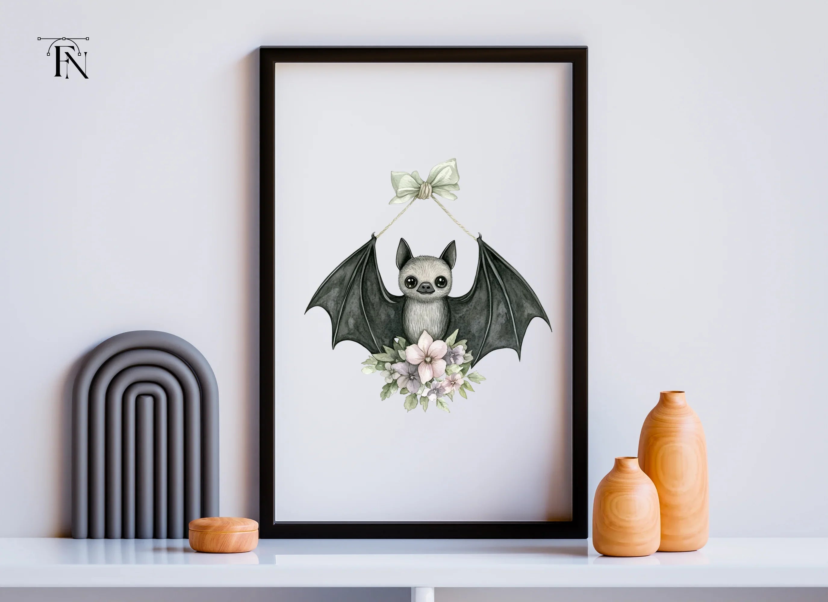 Sweet Baby Bat Floral Arrangement Clipart Bundle