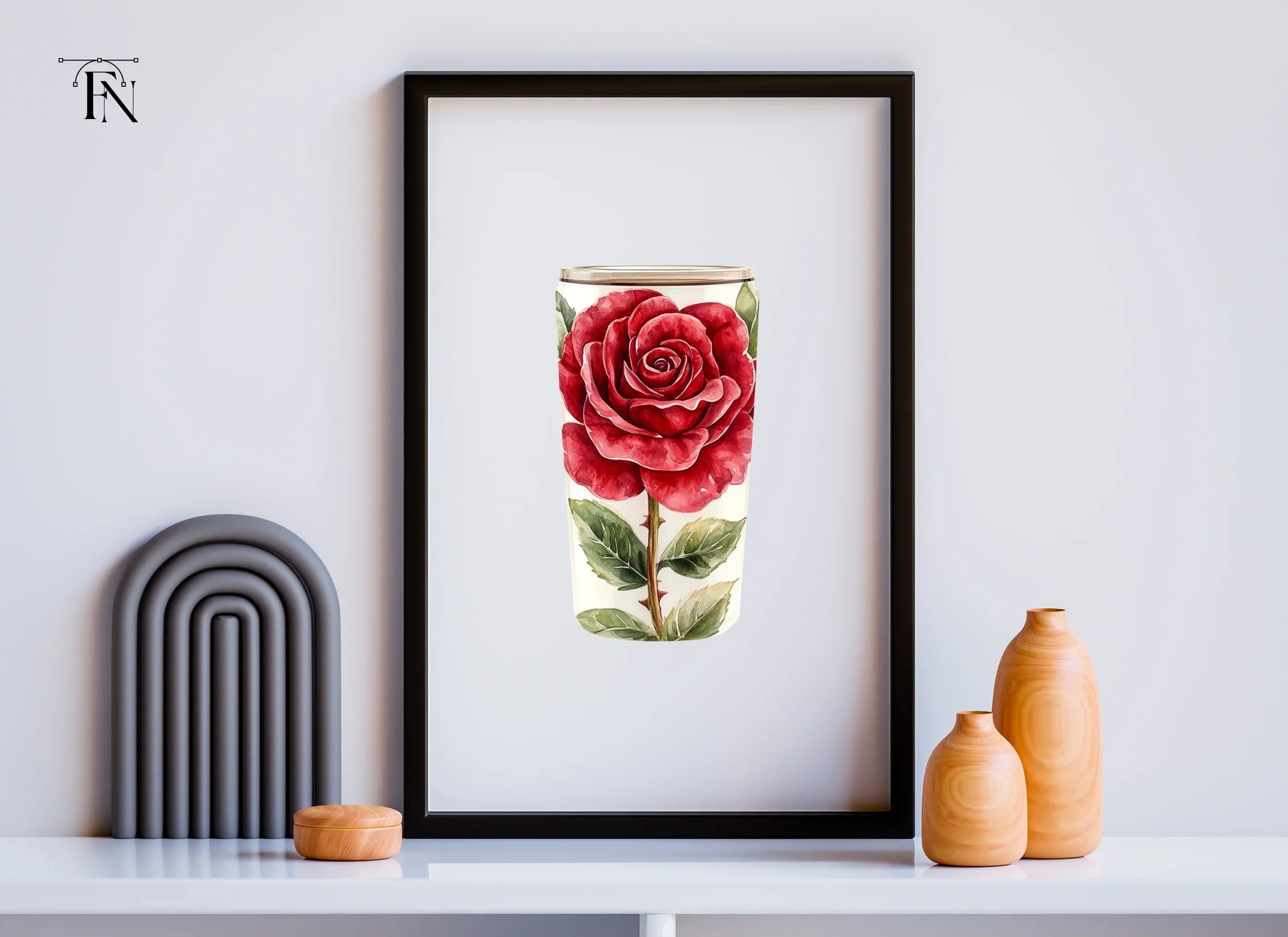 Red Rose Tumbler Clipart Bundle