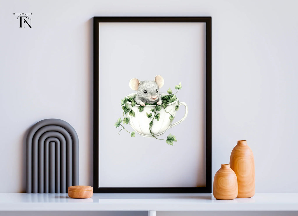 Cute Mice in Teacups Clipart Bundle