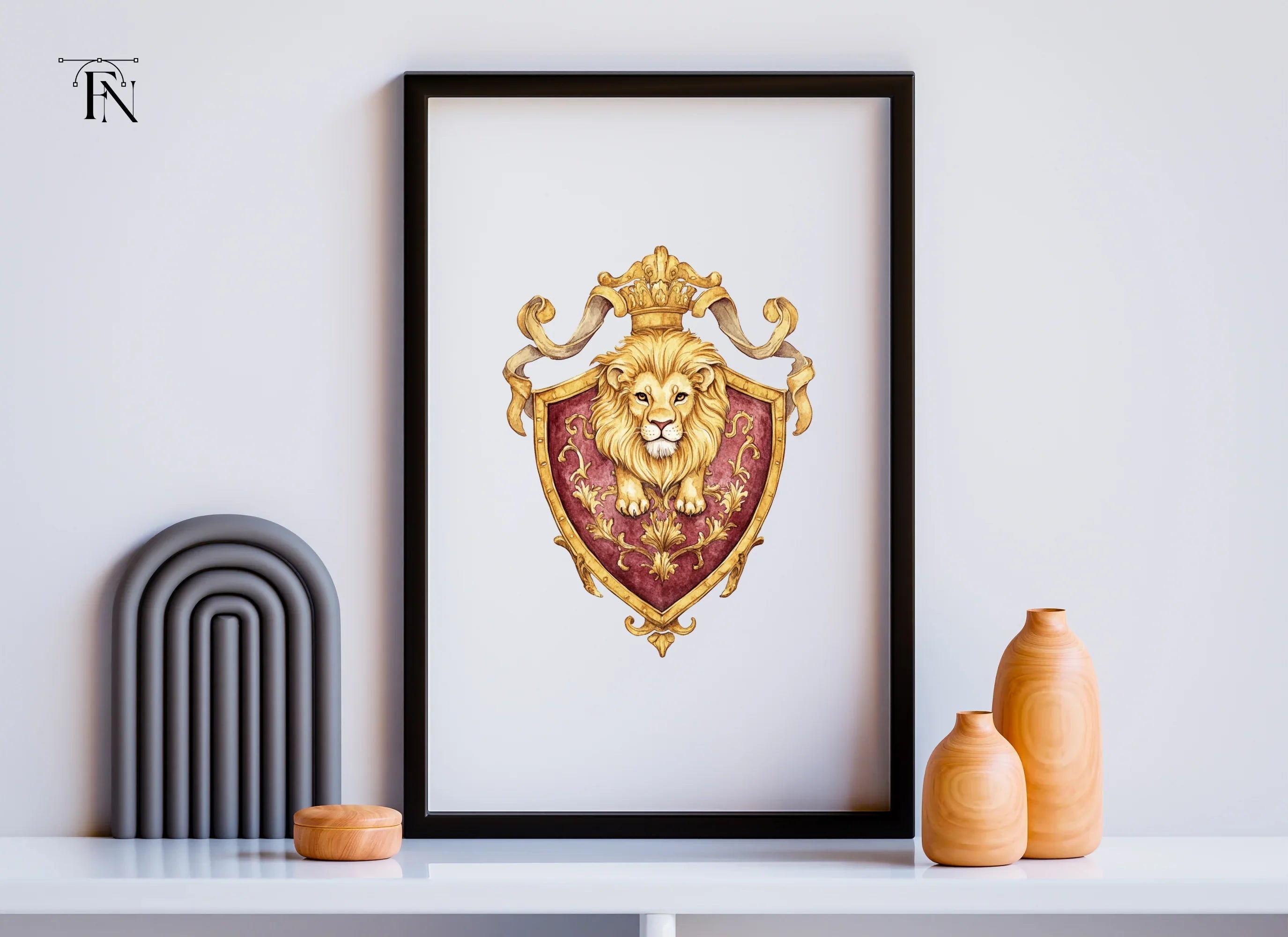 Royal Lion Shield Emblems Clipart Bundle