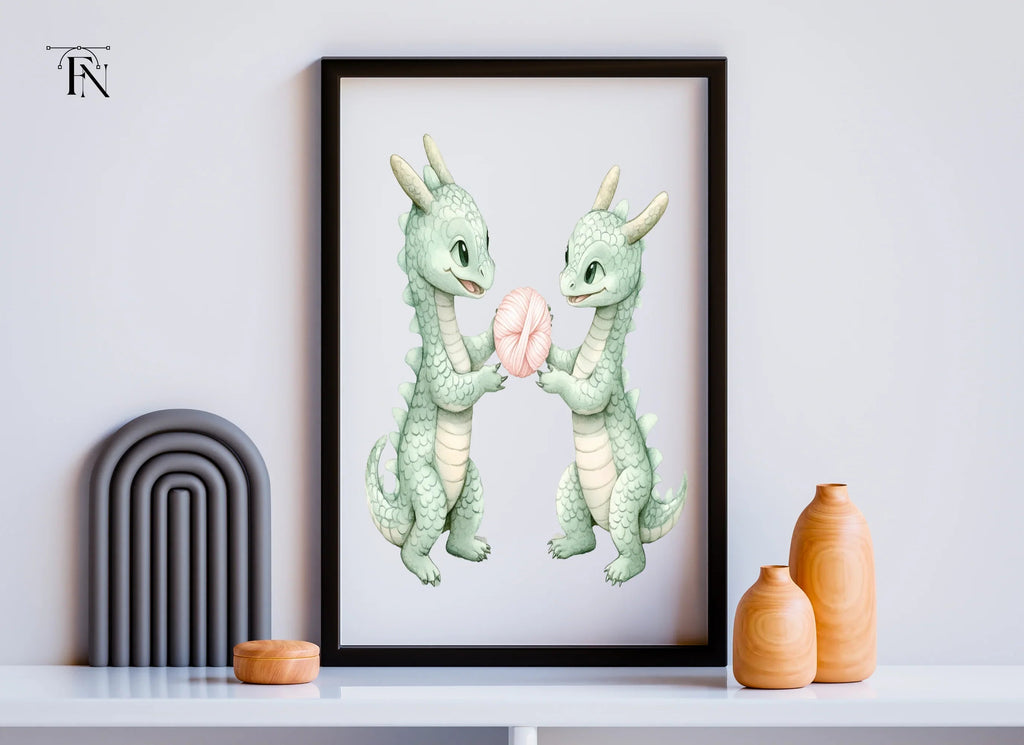 Cute Baby Dragon Yarn Clipart Bundle