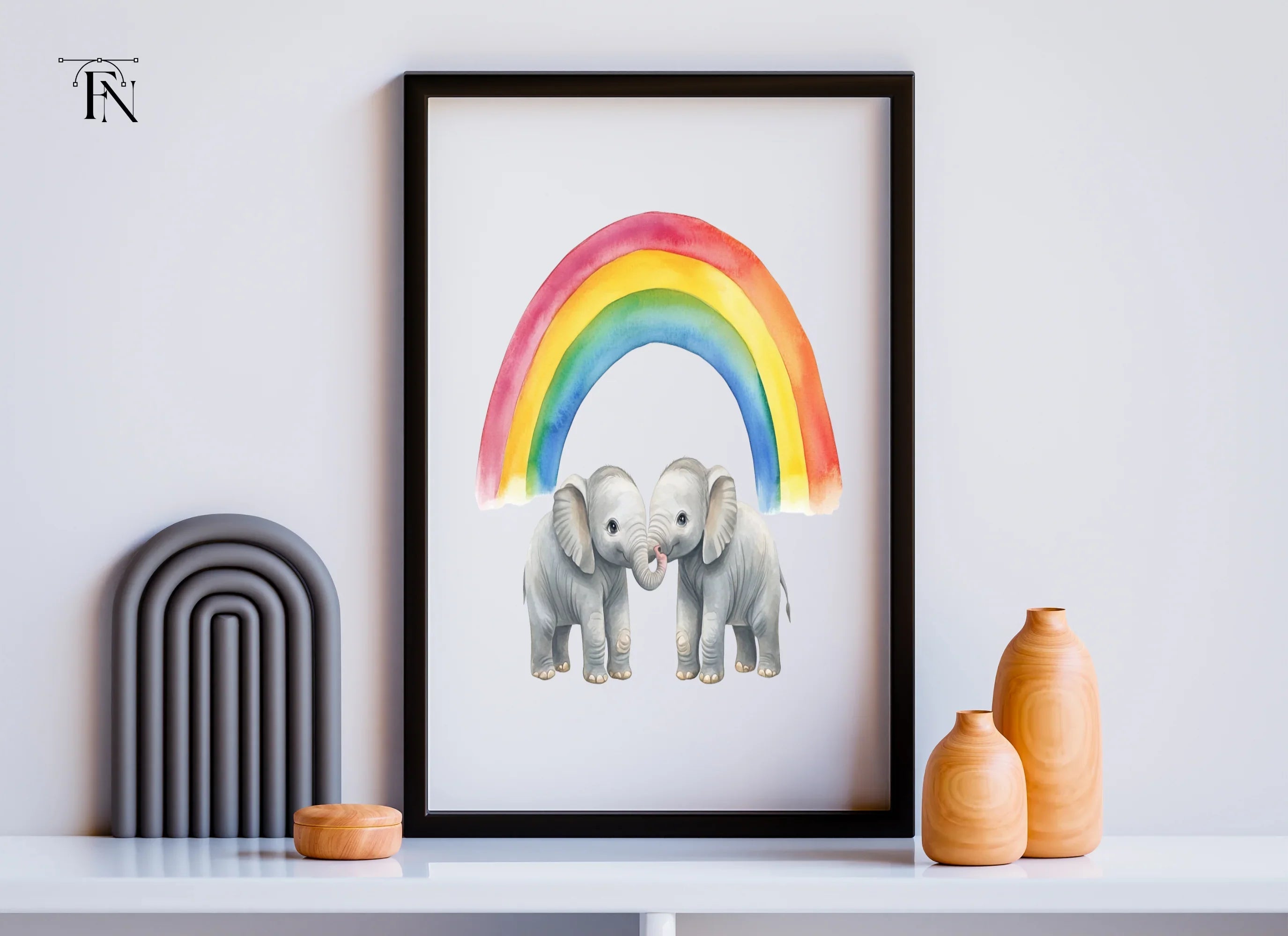 Rainbow Baby Elephant Clipart Bundle
