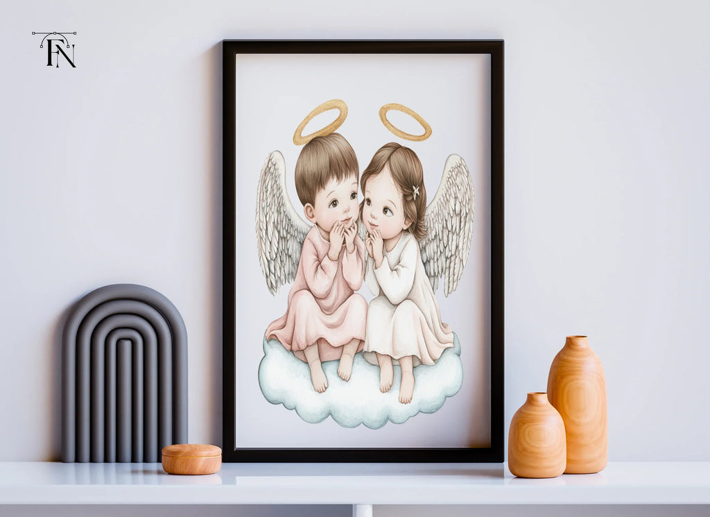 Whispering Angel Babies on Clouds Clipart Bundle