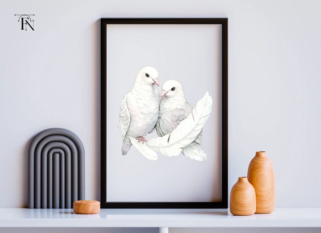 White Doves Feathers Clipart Bundle