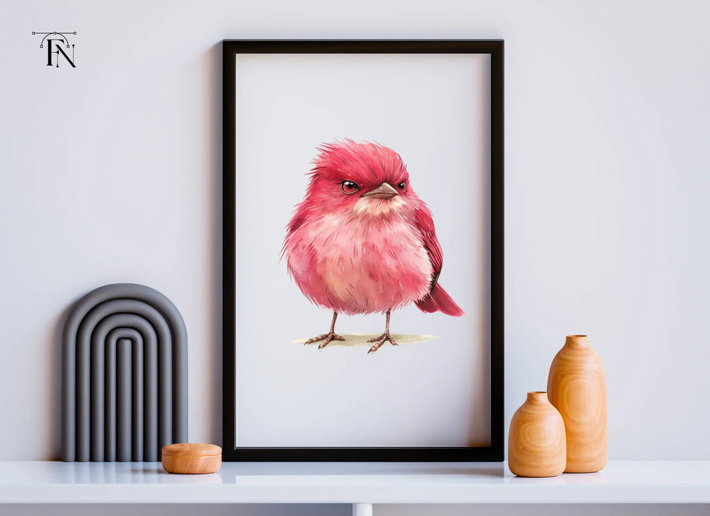 Cute Pink Bird Illustration Clipart Bundle