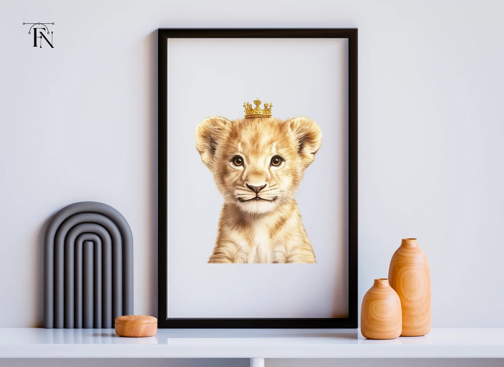 Adorable Lion Cub with Crown Clipart Bundle
