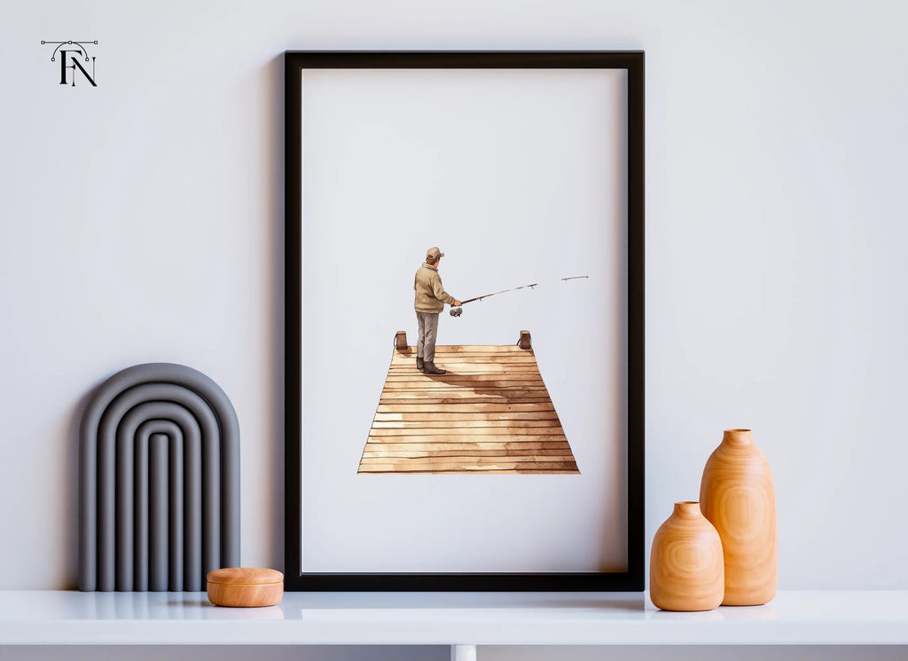 Fisherman on Dock Clipart Bundle