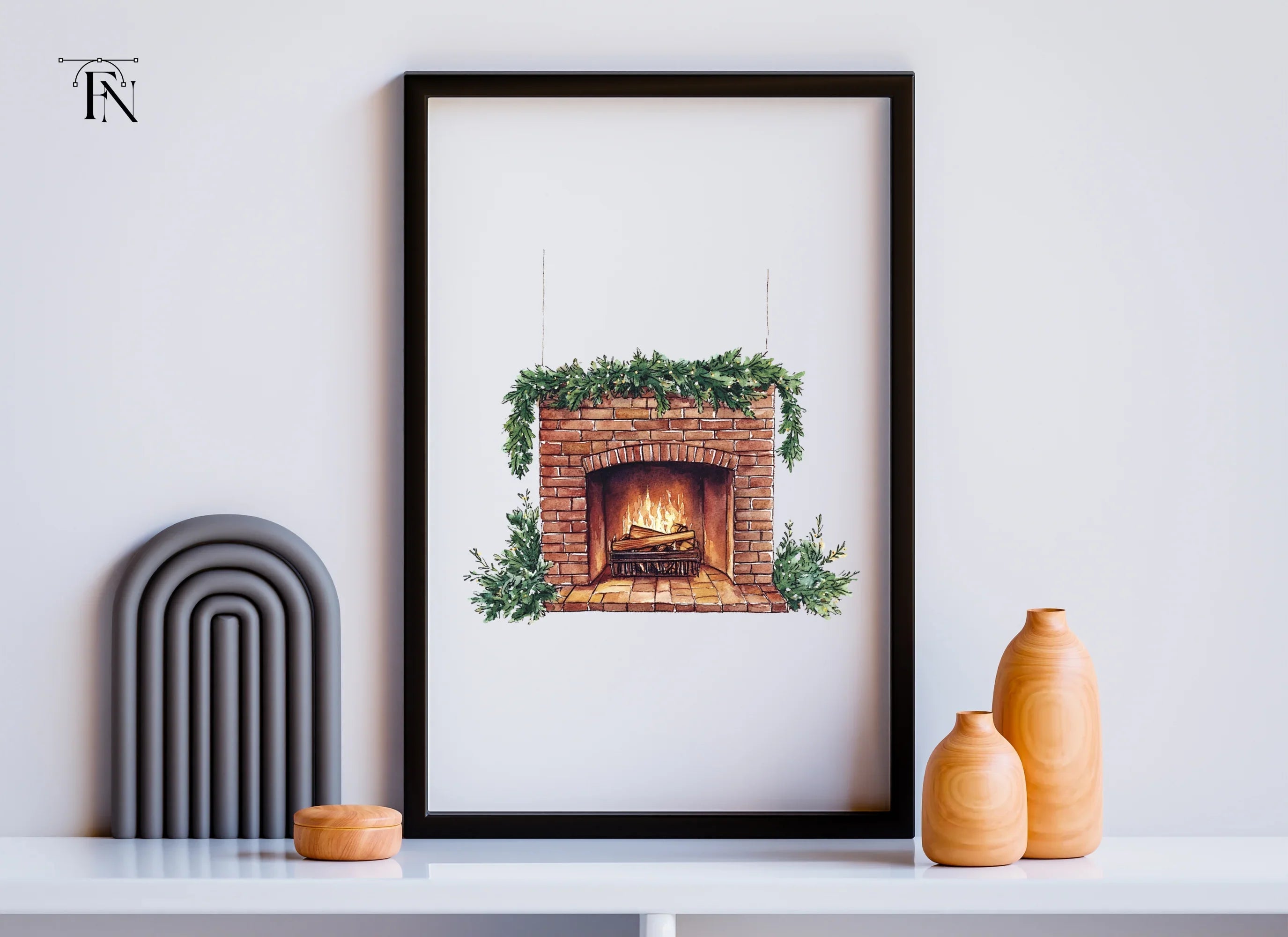 Cozy Christmas Fireplace Clipart Bundle