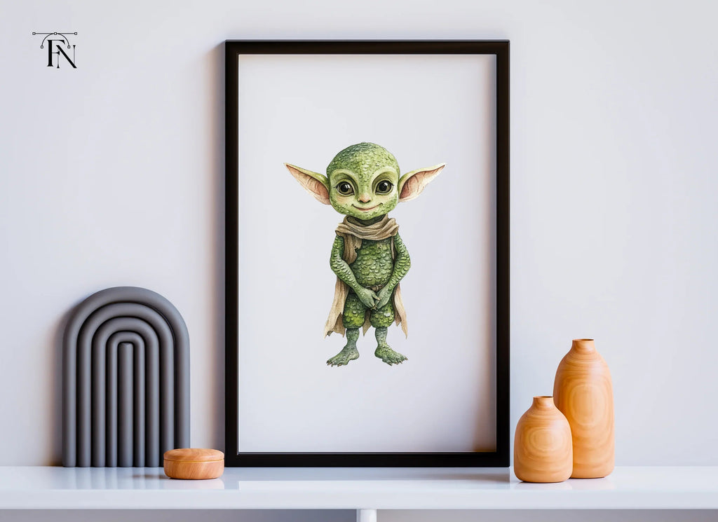 Cute Green Alien Creature Clipart Bundle