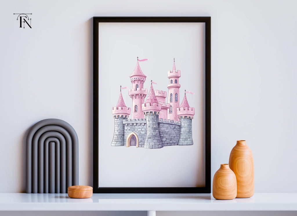 Pink and Gray Fantasy Castle Clipart Bundle
